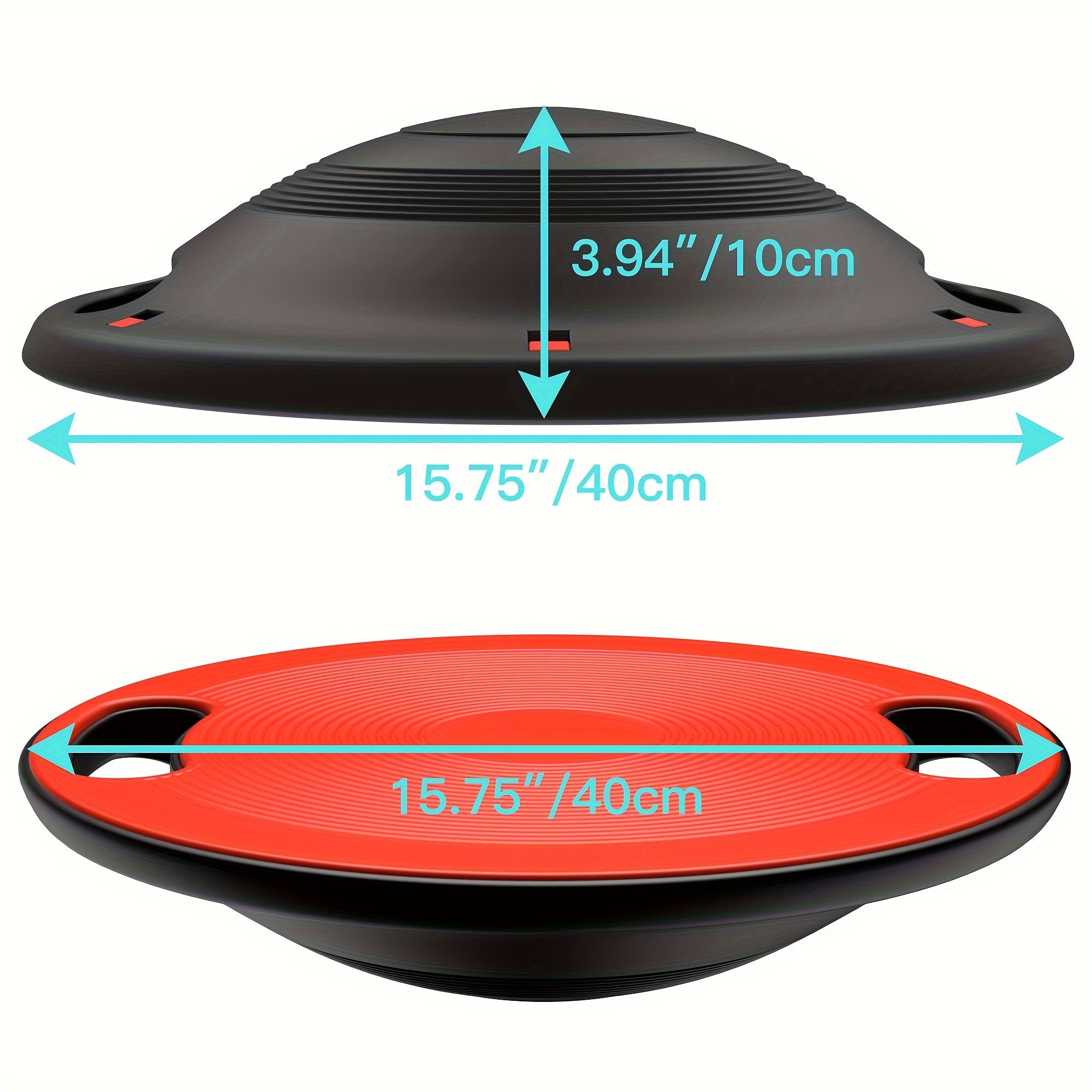Red advanced yoga balance board with textured non-slip surface and stabilizing feet for core fitness training — view 2