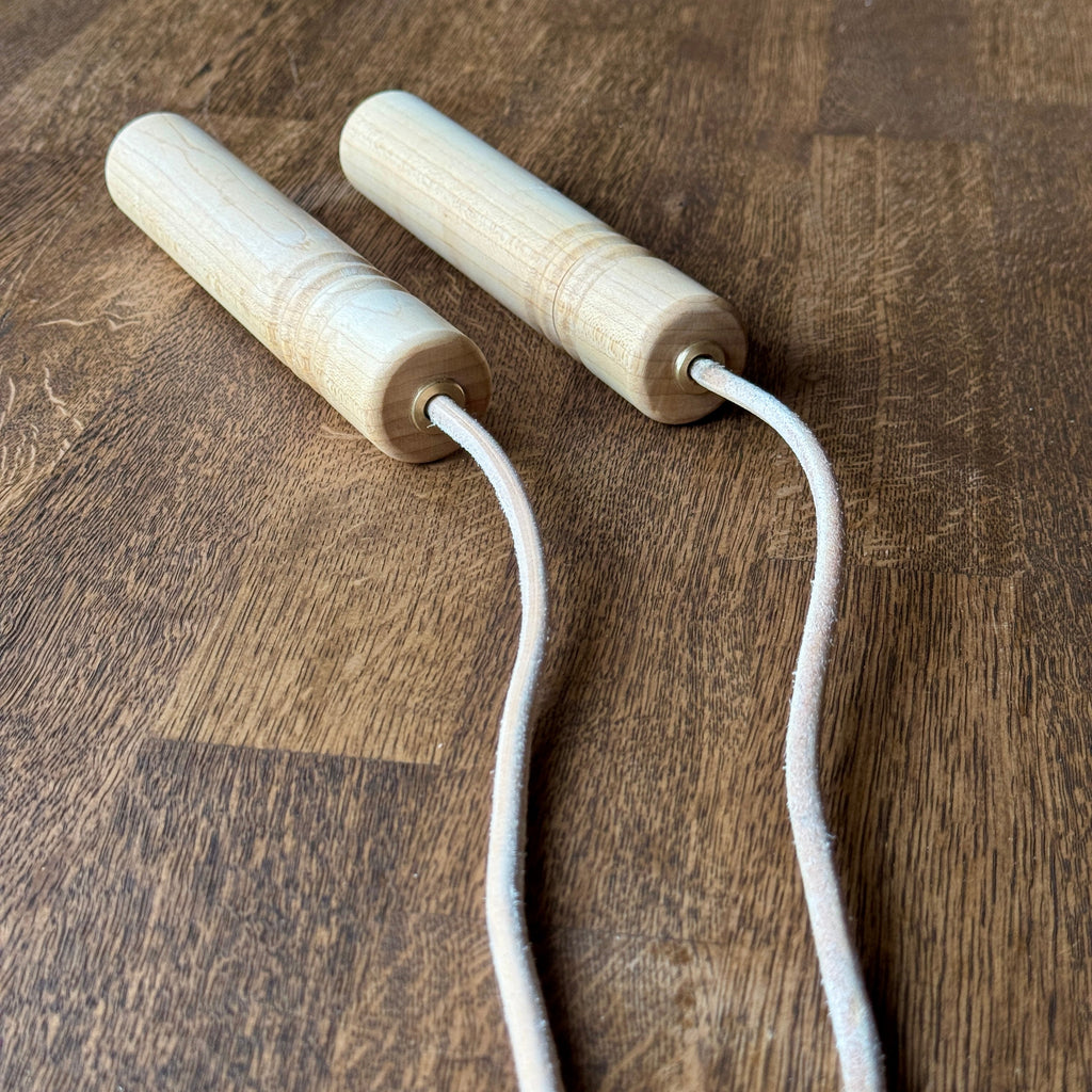 Premium Leather Skipping Rope - Wooden Handles (Maple, Walnut, Smoked Oak)-1
