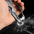 EDC carabiner multitool knife featuring a sharp stainless steel blade and rugged aluminum handle