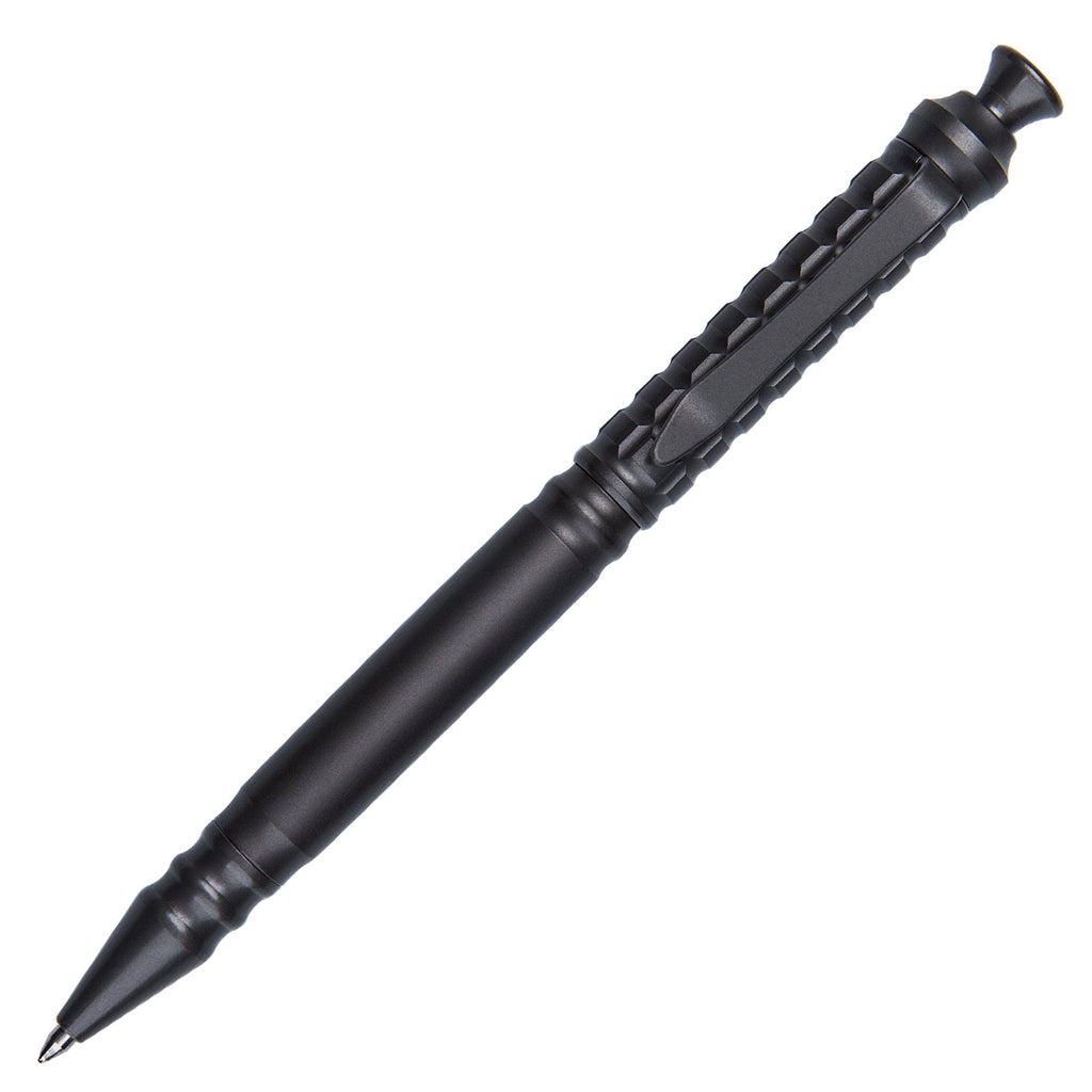 Compact titanium tactical pen with pocket clip and textured anti-slip grip for everyday carry — view 5