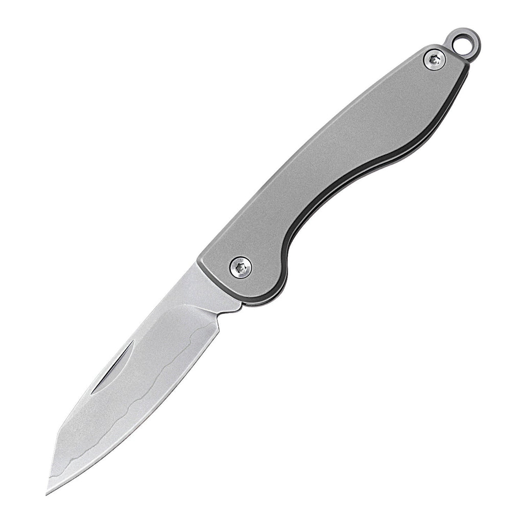 Mini folding titanium utility knife with a razor-sharp stainless steel blade and compact keychain loop — view 5