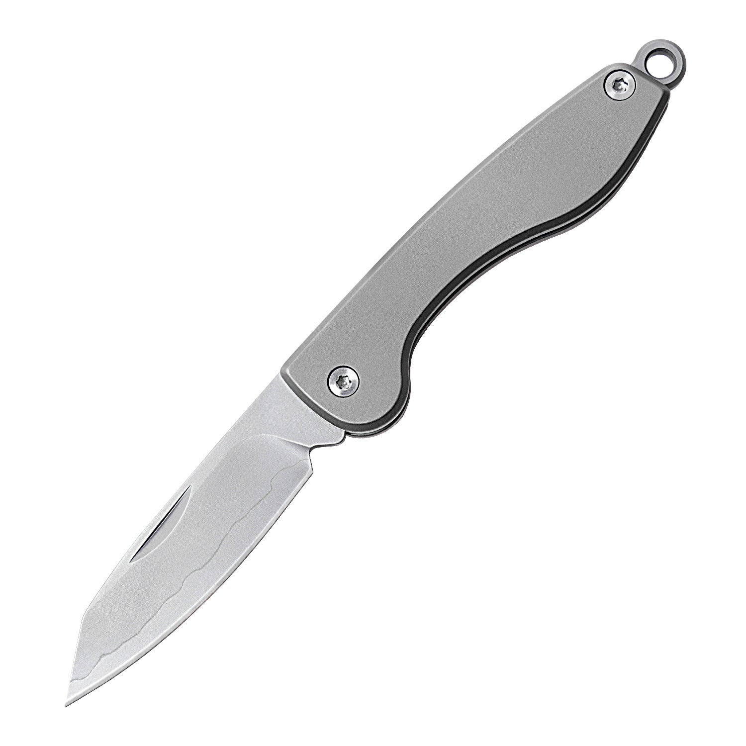 Mini folding titanium utility knife with a razor-sharp stainless steel blade and compact keychain loop — view 5