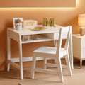 Wooden kids desk and chair set with storage drawers and tabletop organizer in a modern style