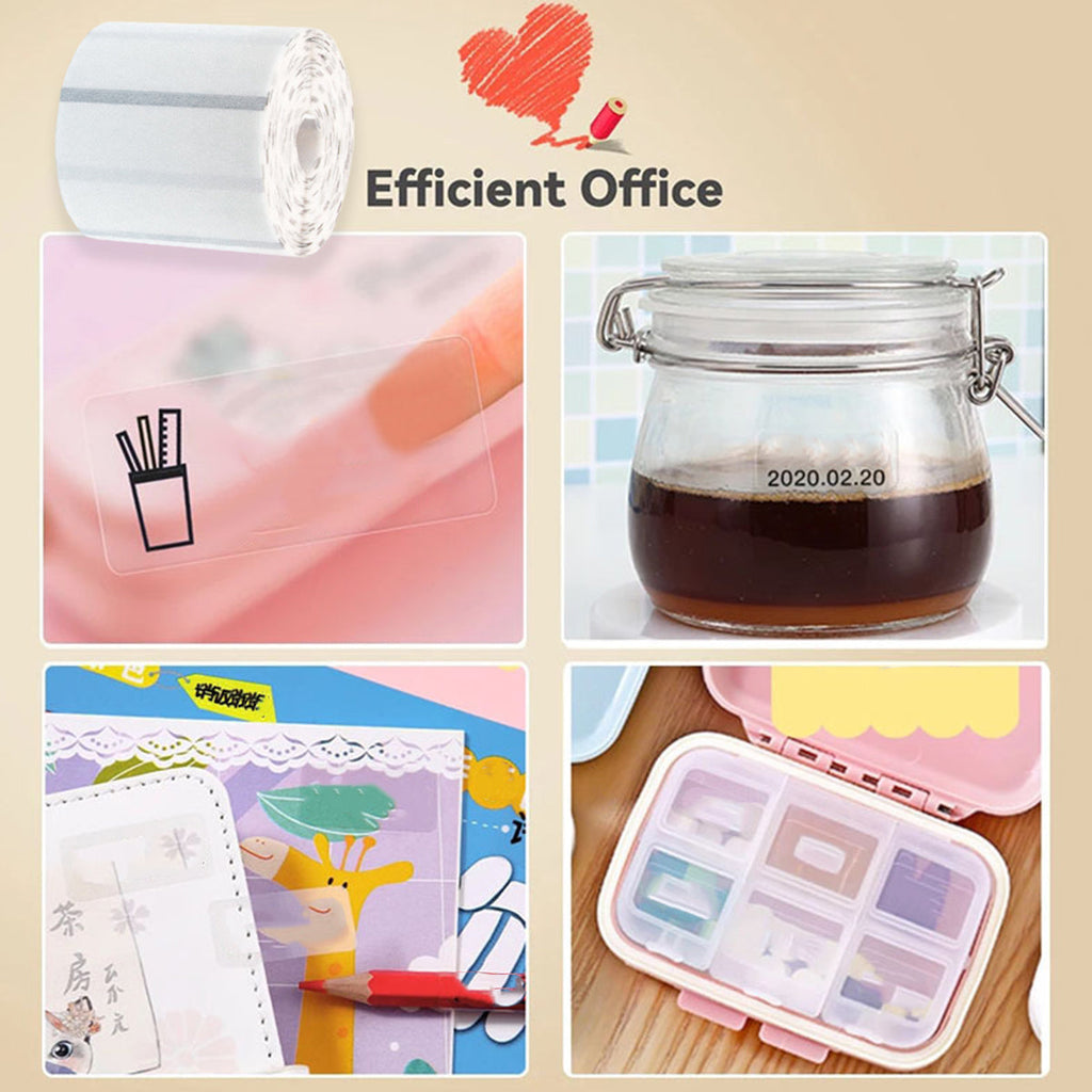 Transparent thermal label printer paper roll with clear water resistant self adhesive stickers. — view 5