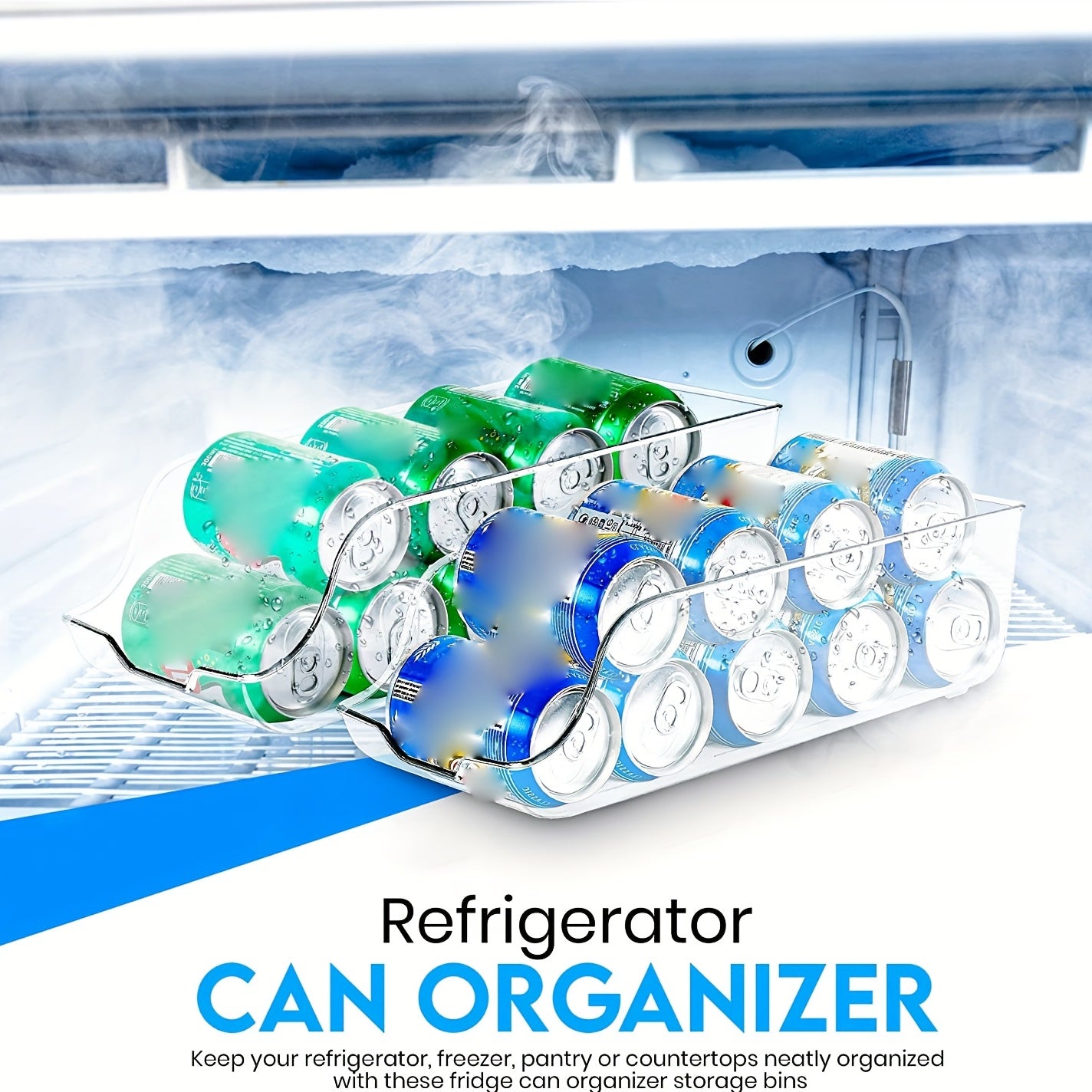Clear stackable can organizer made of transparent plastic for kitchen and fridge storage. — view 2