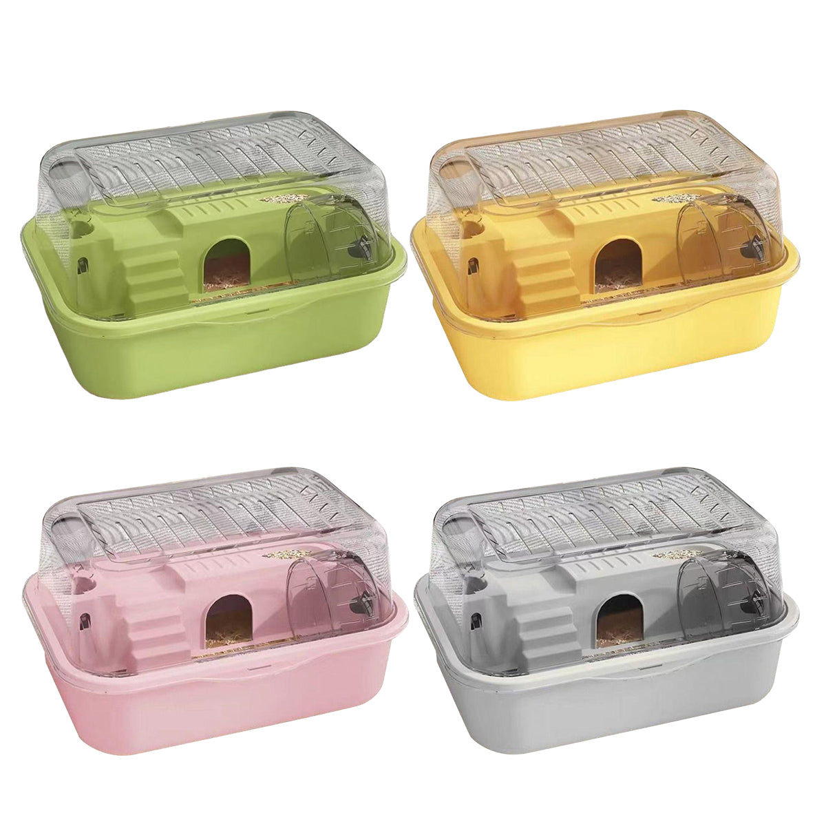 Double level hamster cage in clear acrylic and durable plastic with exercise wheel and feeding area — view 2