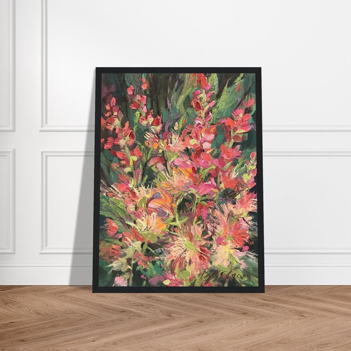 'Blossom Study' Floral I 12x16 Wooden Framed Art Print | Original Artwork by American Artist Barbara Cleary-0