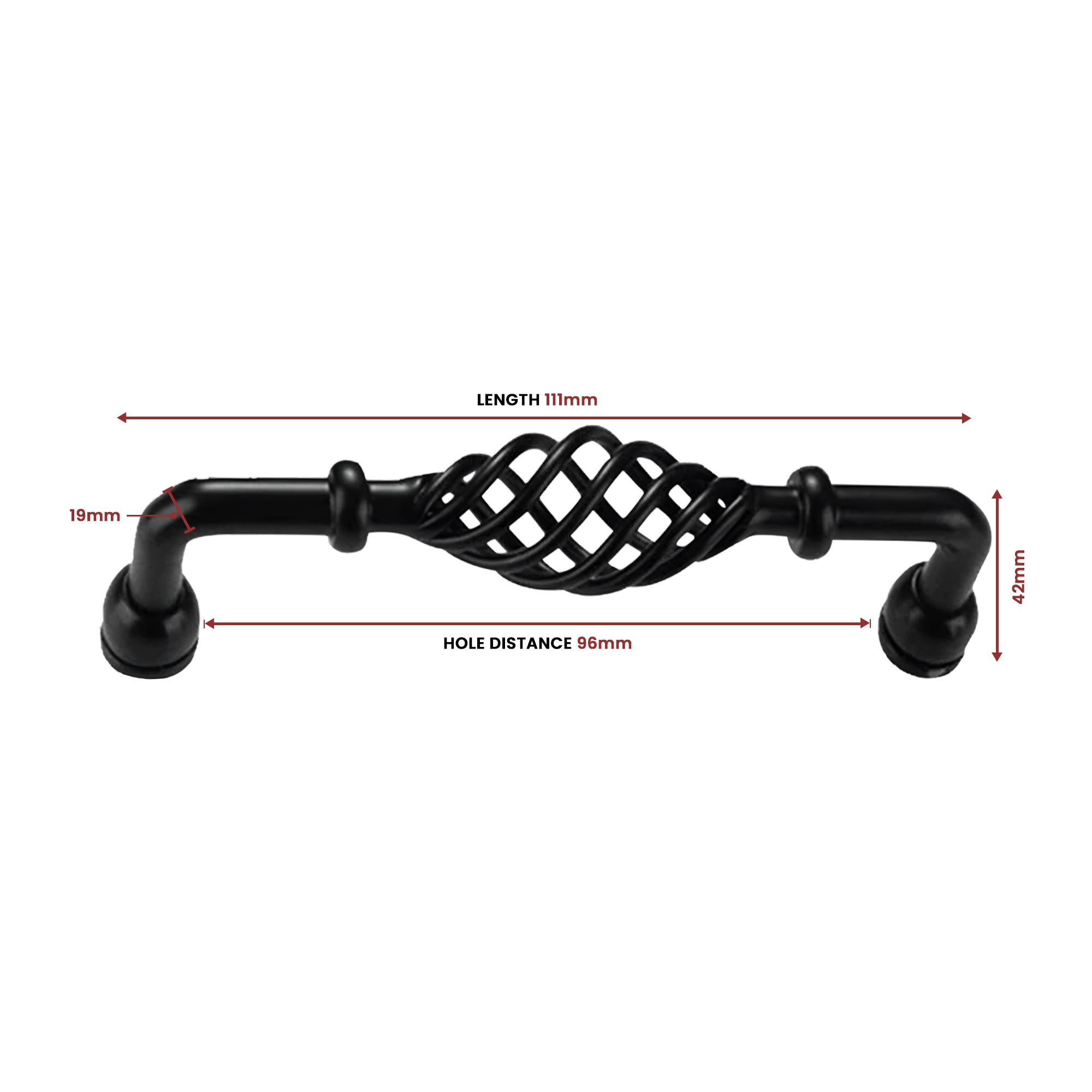 Vintage black birdcage cabinet handle crafted from iron for kitchen cupboards and furniture drawers — view 5