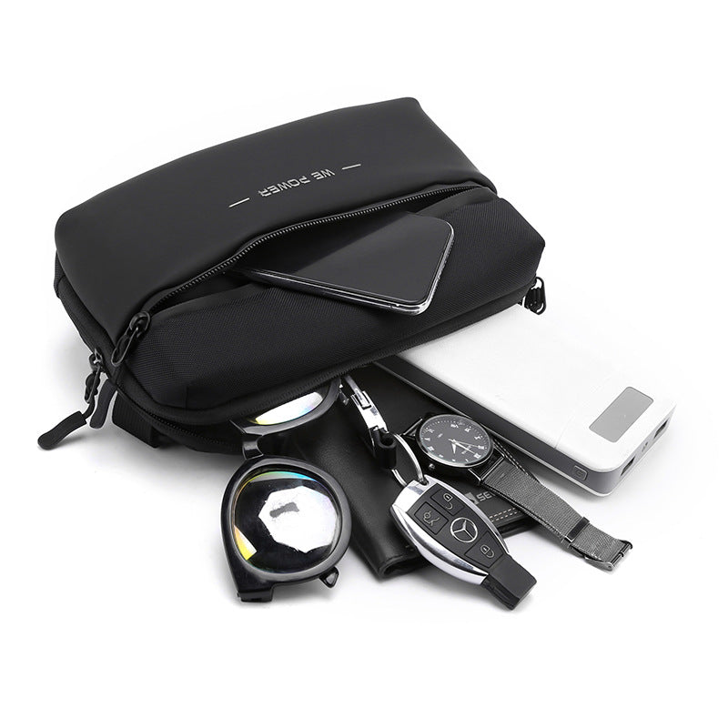 Sleek black fanny pack waist bag in durable nylon with multiple zippered compartments and adjustable strap — view 5