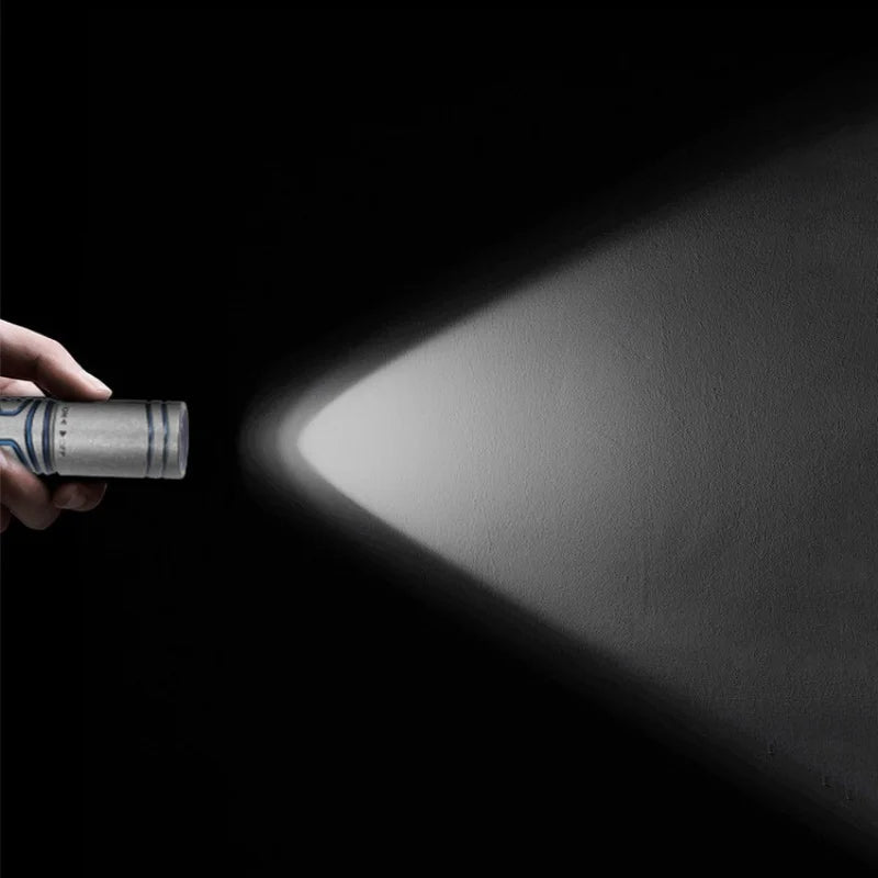 Titanium EDC flashlight, compact silver handheld LED torch for outdoor camping and everyday carry. — view 2