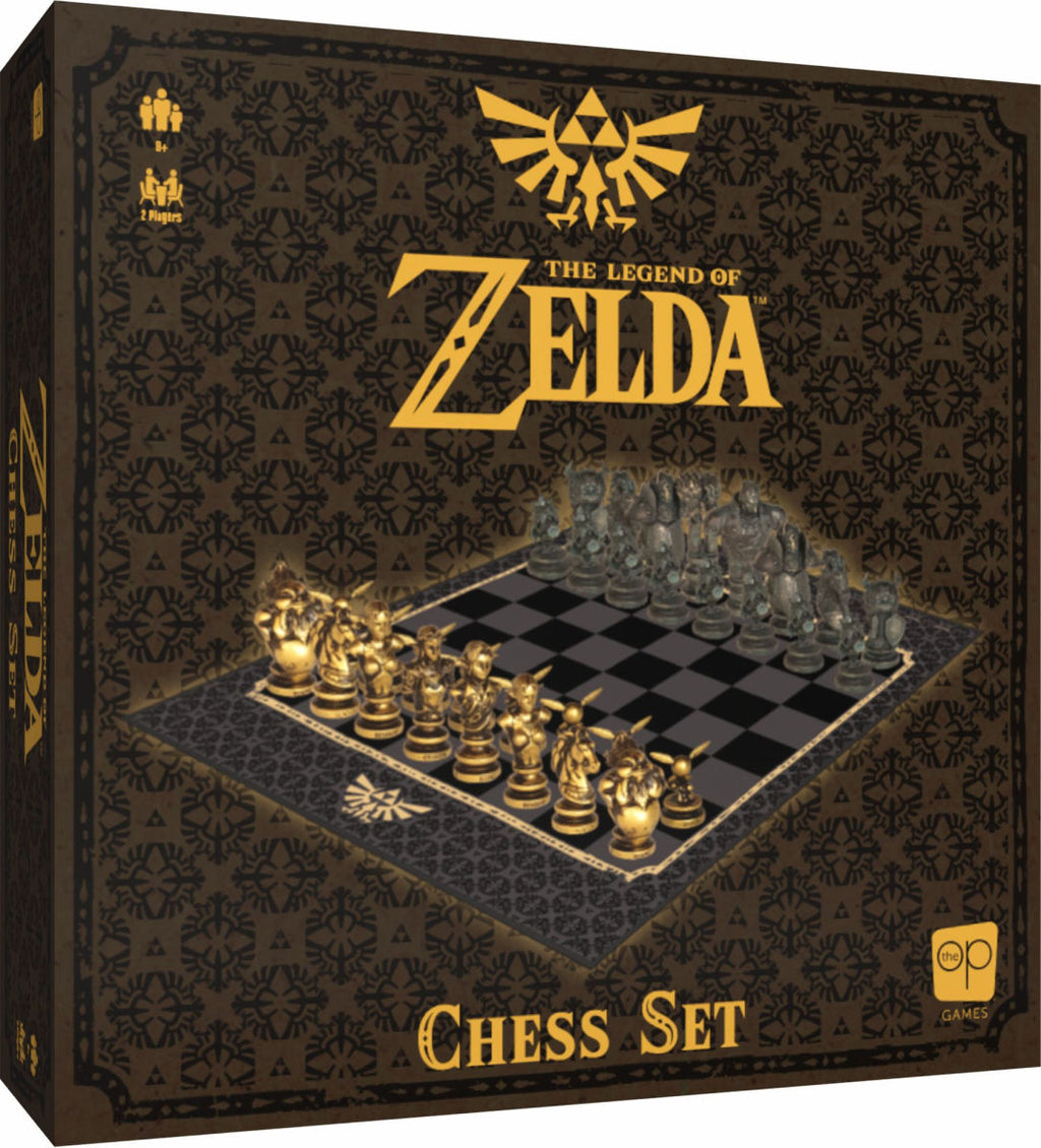 The Legend of Zelda custom chess set featuring detailed character pieces and themed playing board