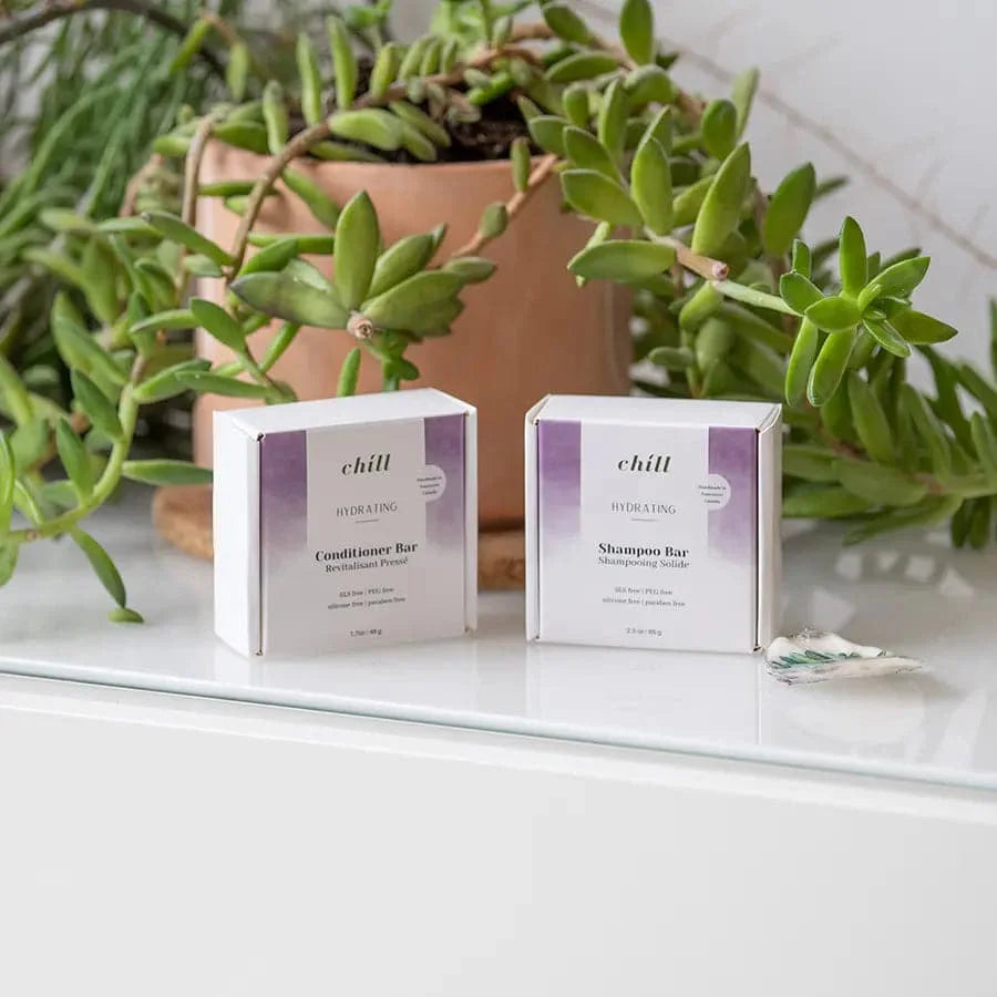 Solid round hydrating shampoo and conditioner bars for eco friendly zero waste hair care — view 3