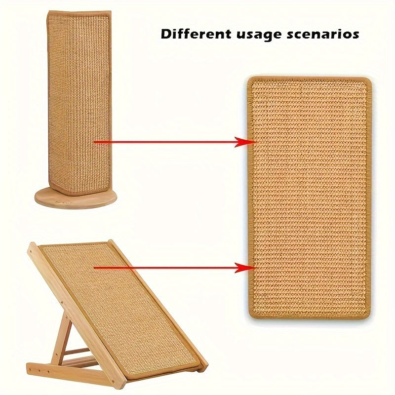 Sturdy sisal cat scratcher pad in natural beige protecting a modern sofa armrest — view 3