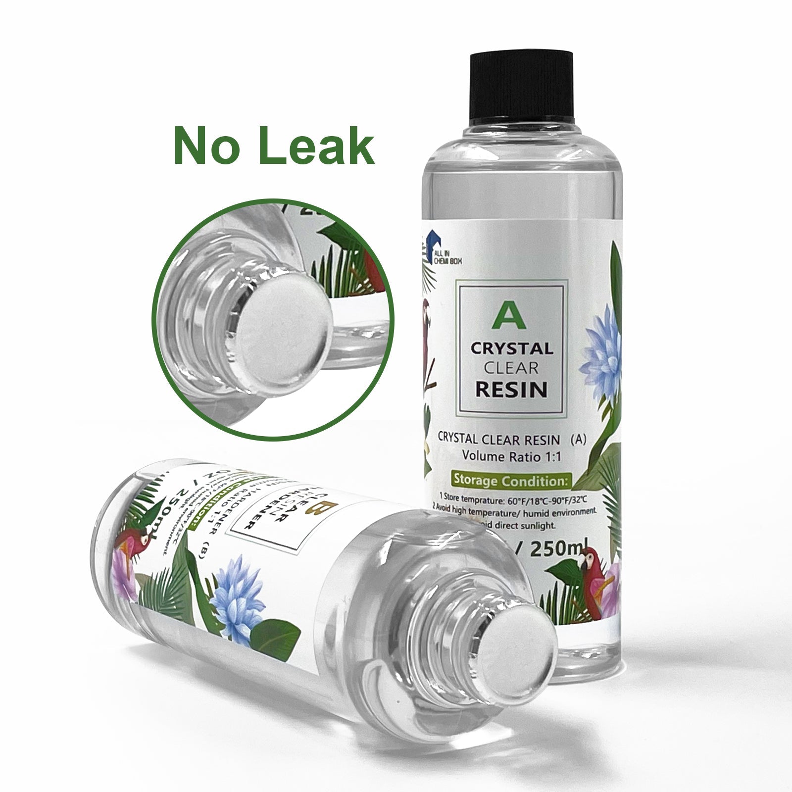 Crystal clear epoxy resin casting kit bottles with protective gloves and silicone craft molds — view 5