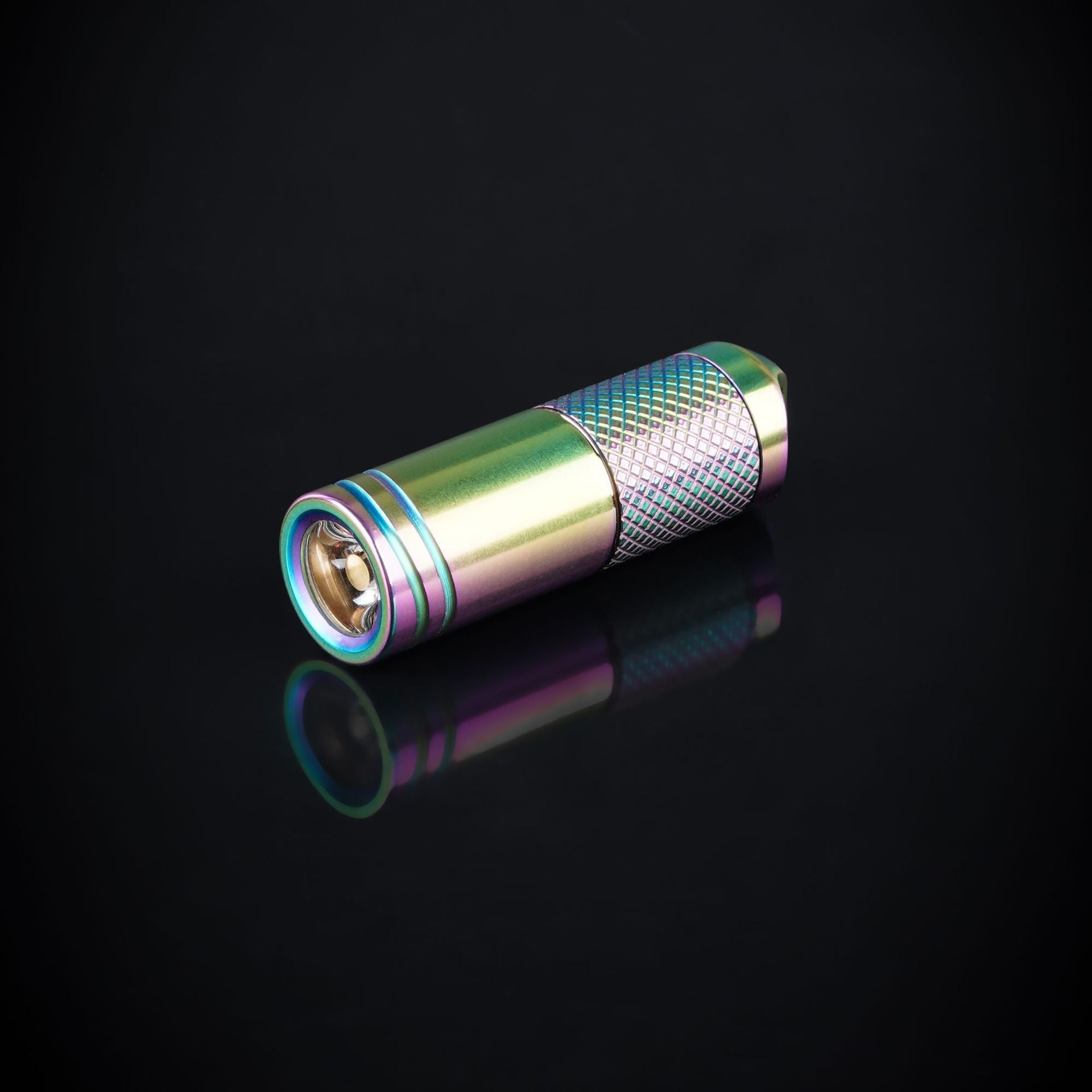Wautton titanium alloy mini EDC flashlight with iridescent rainbow finish and USB charging port — view 5