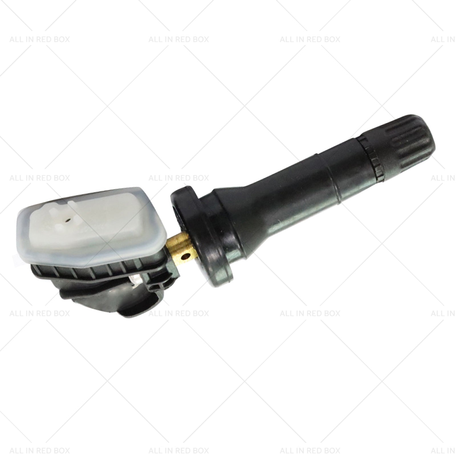 Four black metal and plastic tire pressure monitoring sensors for vehicle wheels — view 5