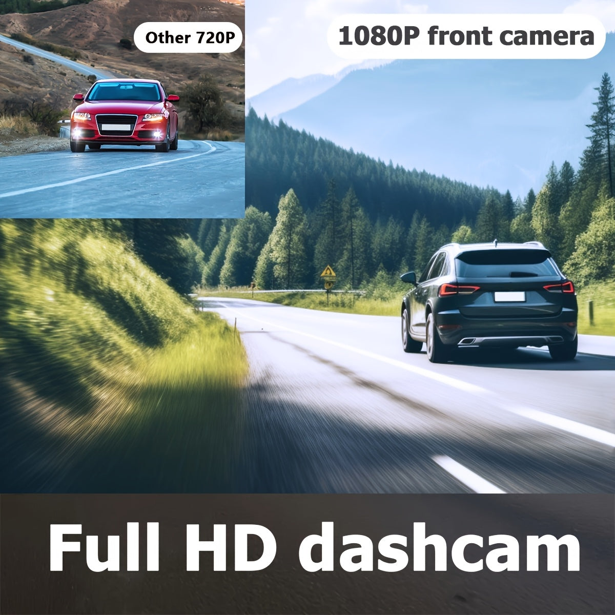 Compact dual lens car dash cam in black for front road and interior vehicle recording — view 3
