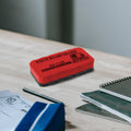 Modern magnetic whiteboard eraser with a thick felt bottom pad and brightly colored EVA plastic top