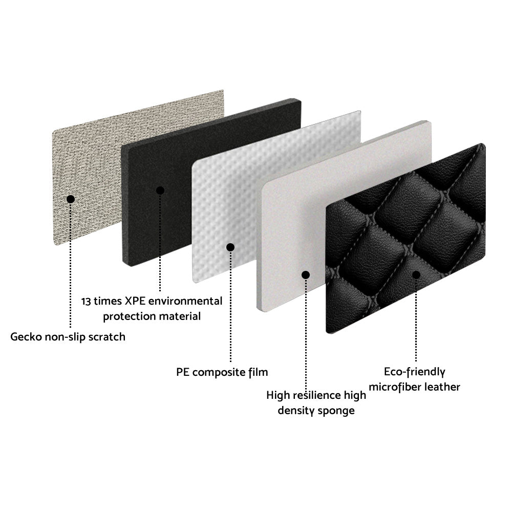 3D waterproof car floor mats in black vegan leather custom fitted inside a vehicle interior — view 4