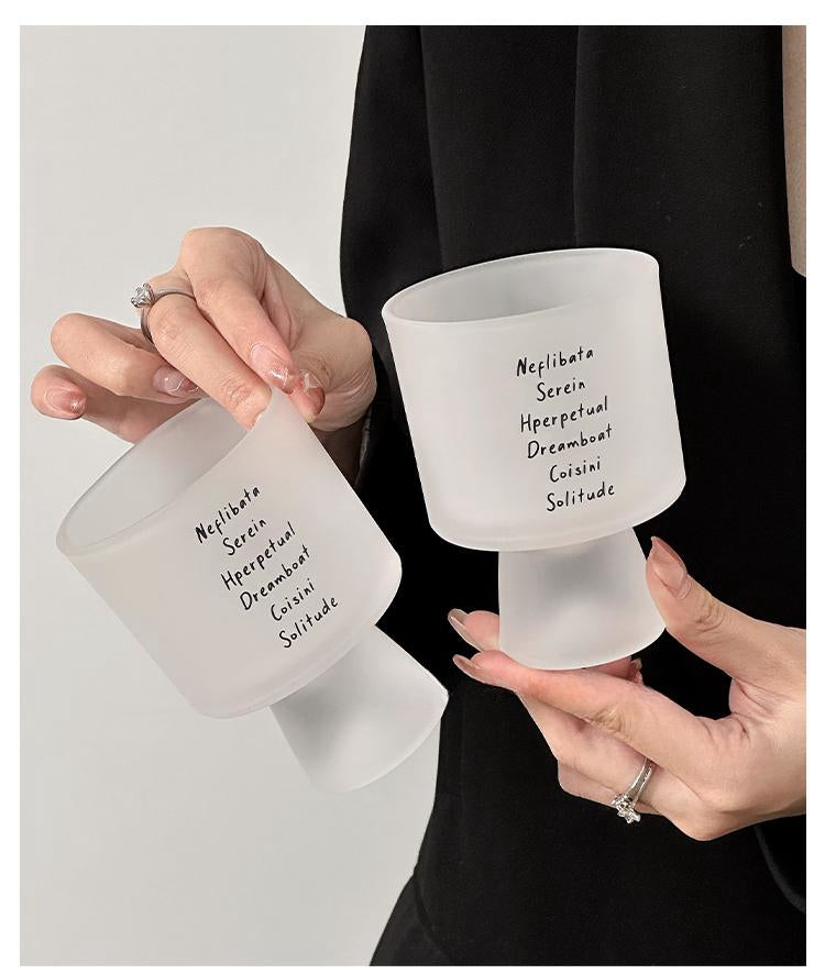 Letters glass coffee cup with sleek typography, 230ml clear minimalist mug for hot and cold beverages — view 2