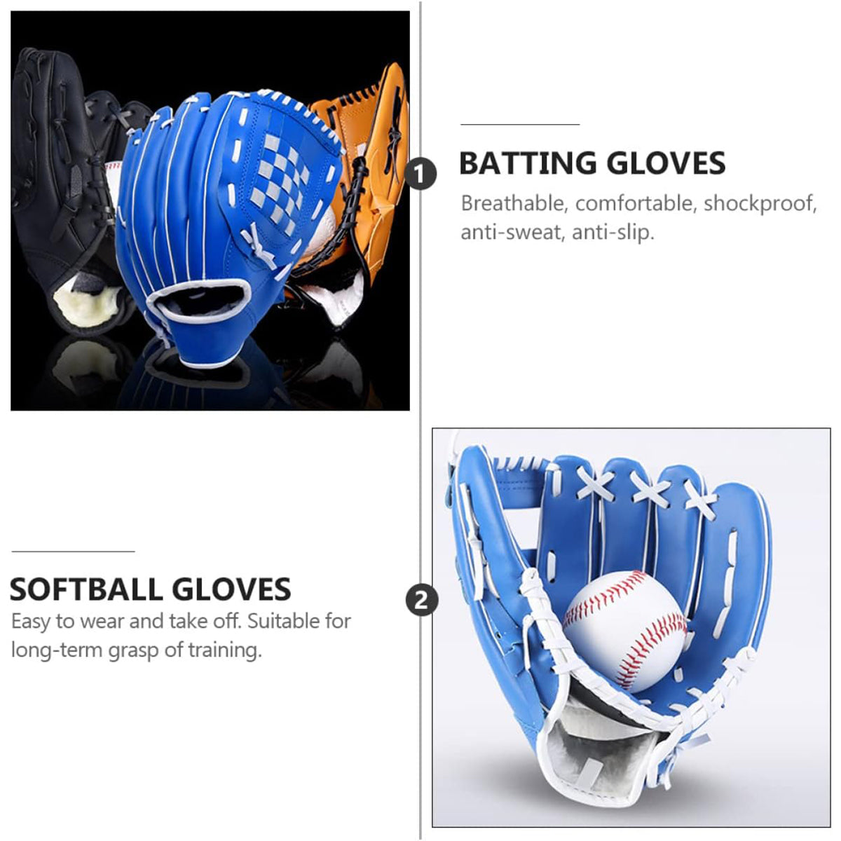 Thickened PU leather baseball and softball pitcher mitt for outdoor sports and field training — view 4