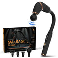 Ultimate U-shaped massage gun in dark grey with four interchangeable massage head attachments