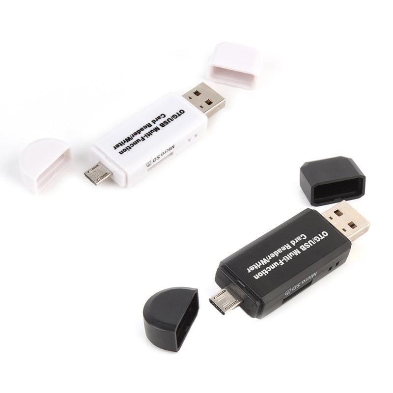 Black OTG USB 2.0 micro SD card reader adapter for mobile phones and personal computers — view 2