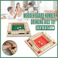 Classic wooden Shut The Box board game with numbered flipping tiles and rolling dice