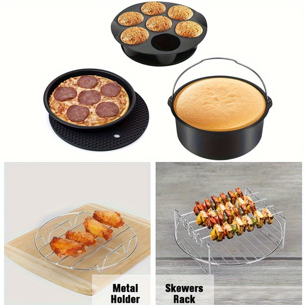 11-piece air fryer accessory kit featuring nonstick cast iron pizza pan and muffin cups — view 2