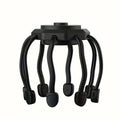 Black rechargeable 8-finger scalp massager with ergonomic handle and flexible massage nodes for tension relief
