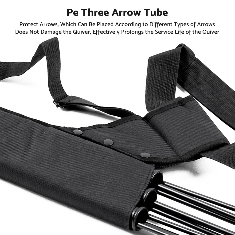 Black waterproof Oxford cloth 3-tube archery arrow quiver with adjustable waist and shoulder straps — view 5