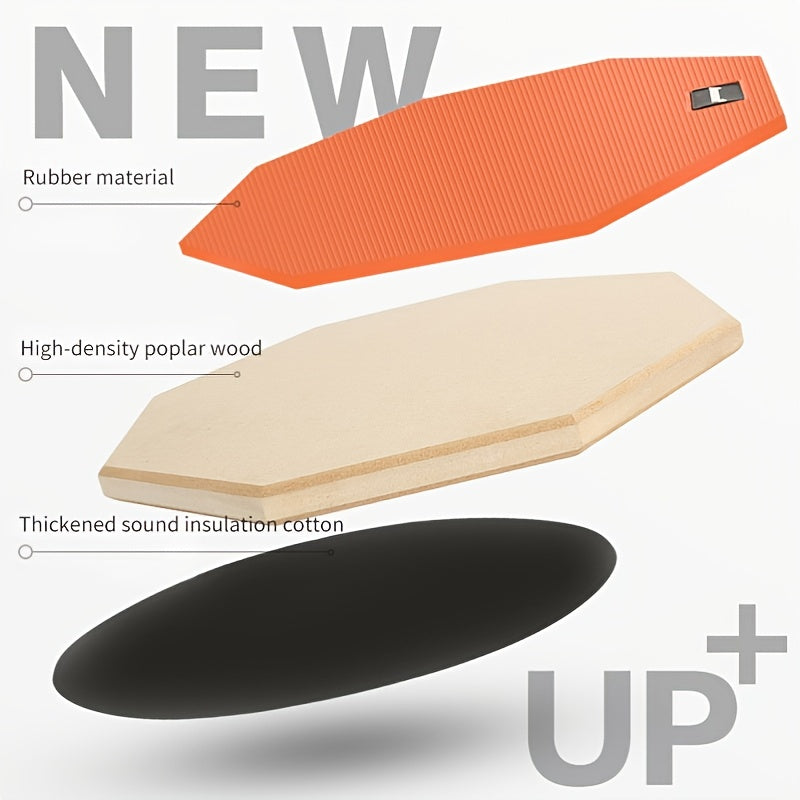 Orange 8-inch wooden drum practice pad with high-density silicone surface and mounting bracket — view 4