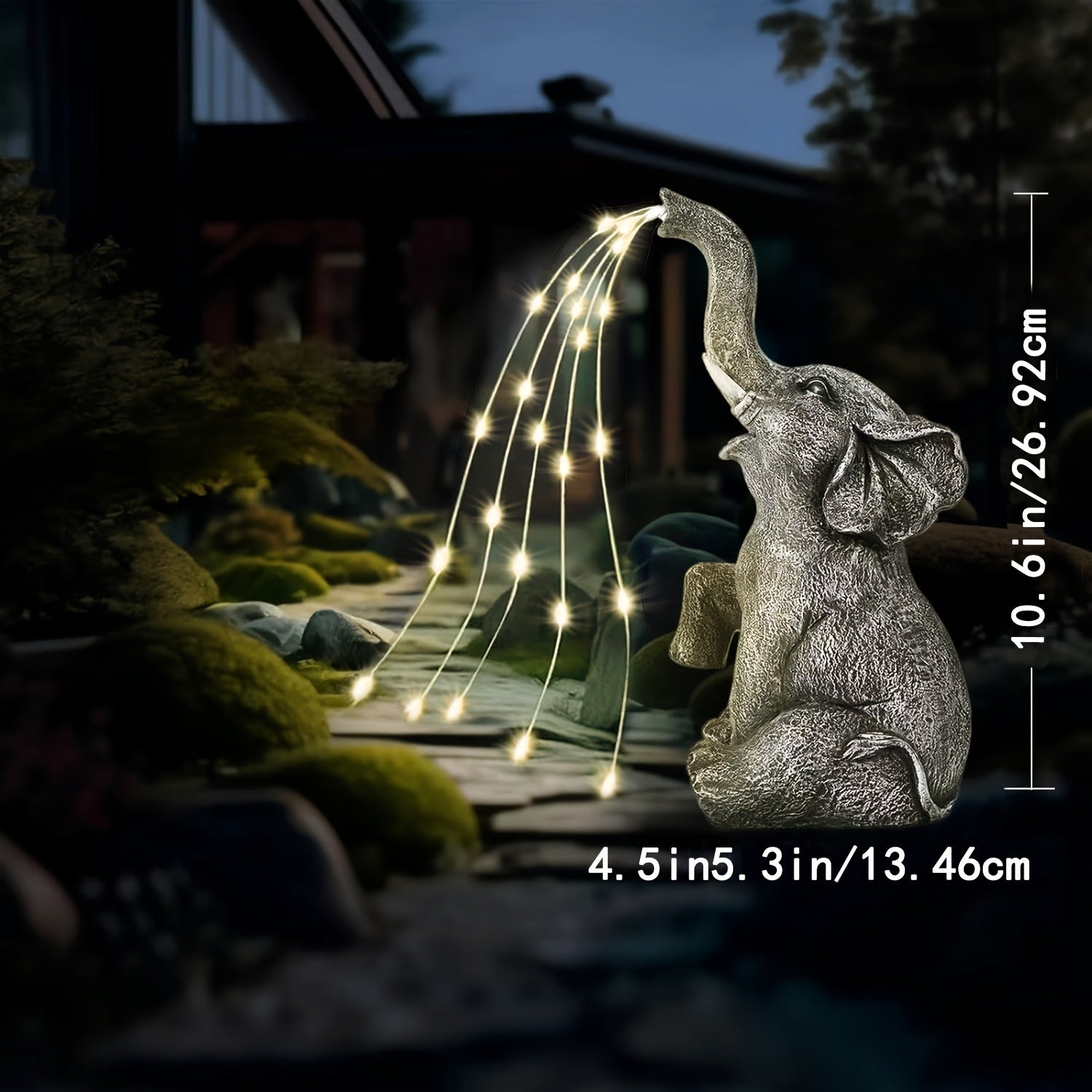 Solar powered decorative elephant LED lantern made of durable vinyl for outdoor garden lighting — view 5