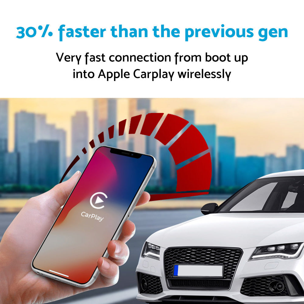 Wireless CarPlay adapter dongle in black finish with USB cables for seamless dashboard connectivity — view 3
