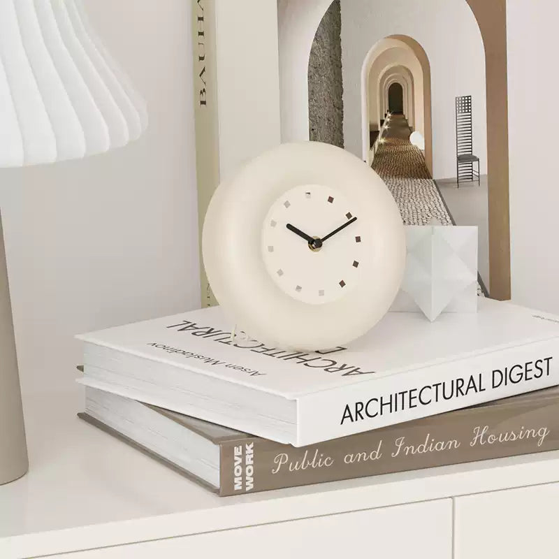Modern round iron desk clock with matte finish perfect for silent minimalist home office decor — view 4