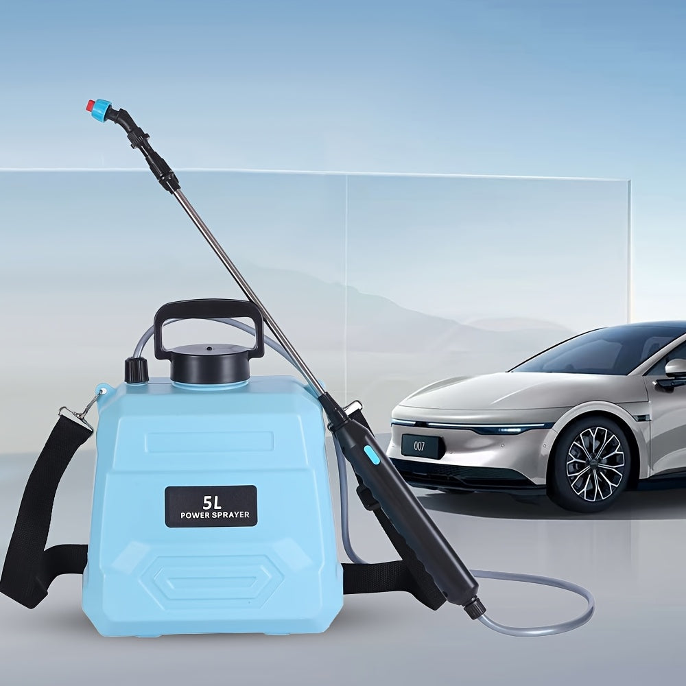 5L rechargeable electric cleaning sprayer with adjustable strap extension rod and three plastic interchangeable nozzles — view 2