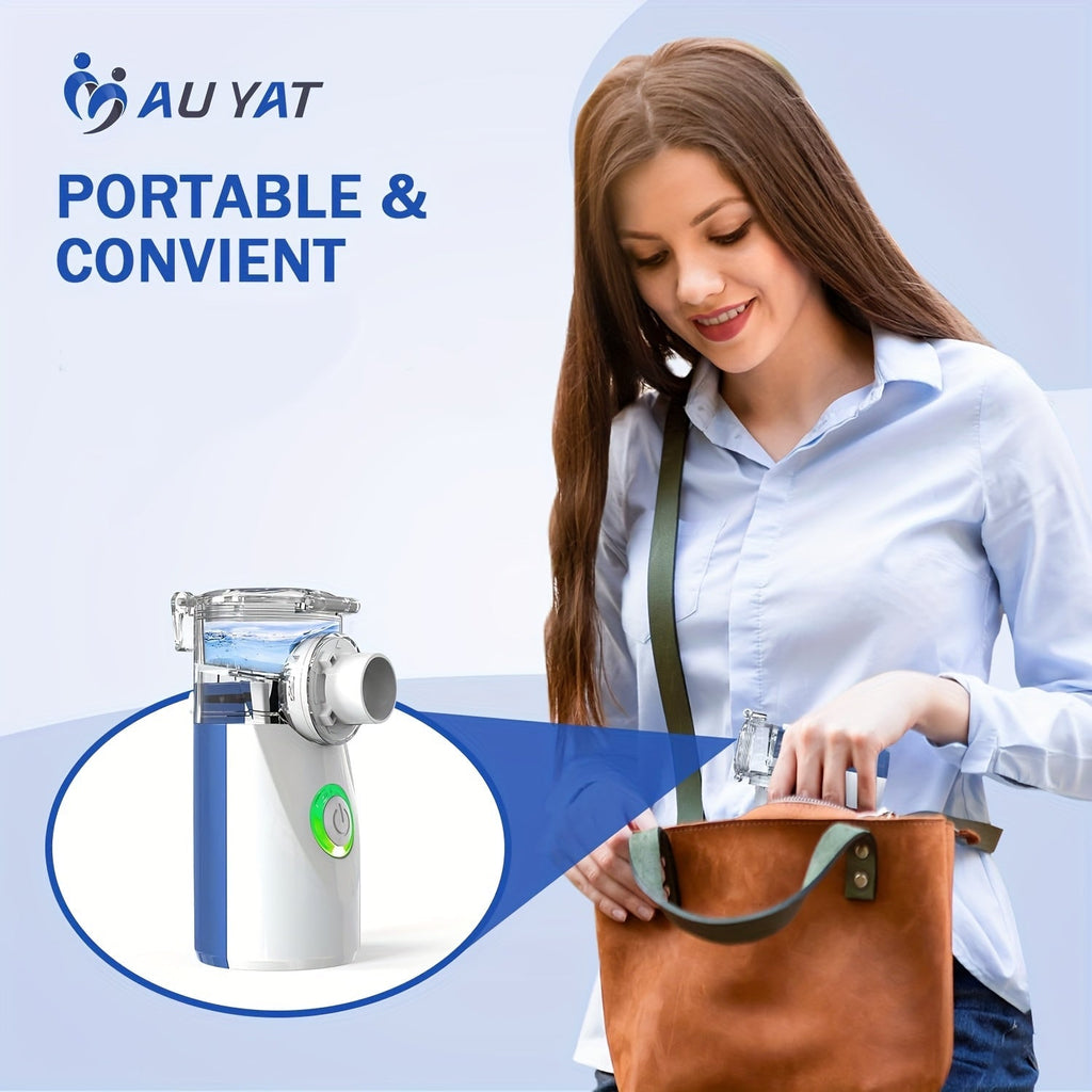 Portable facial steamer and humidifier in blue, featuring compact design and USB charging capability. — view 5