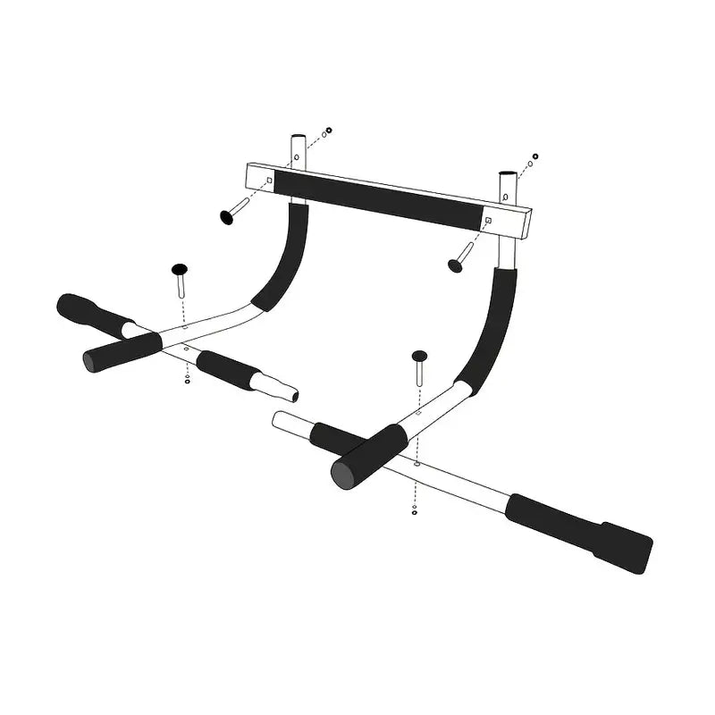 Portable iron doorway pull up bar set configured for upper body strength and grip training — view 2