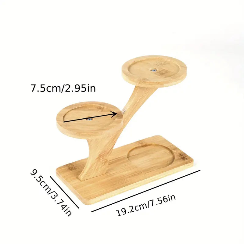 Wooden freestanding plant stand with natural finish holding multiple flower pots and Bonsai trees — view 5