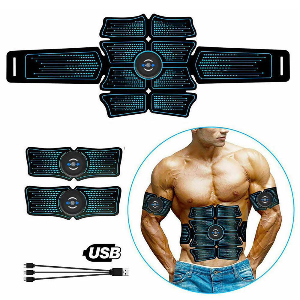 USB rechargeable muscle toner set for abdomen and arms featuring fitness gel pads and control units — view 2