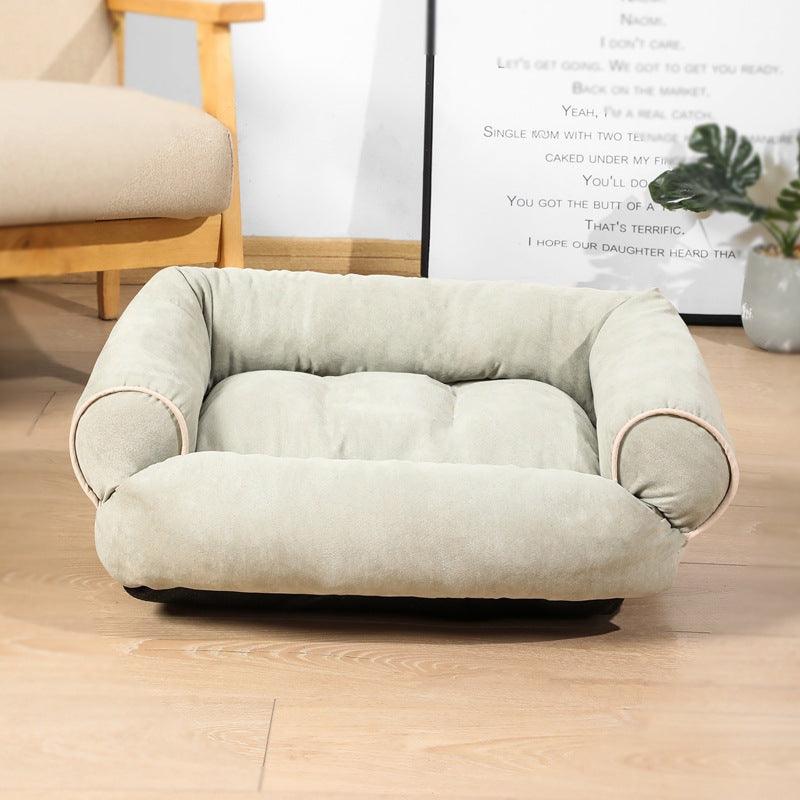 Luxury plush pet sofa bed with soft cushioned edges in a vibrant solid color — view 4