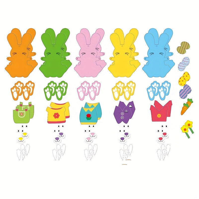 10 piece Easter bunny DIY craft kit with self adhesive lightweight foam rabbit shape decals — view 5