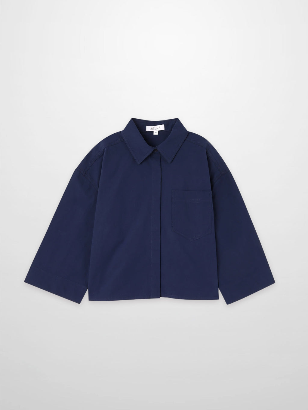 Cotton Crop Blouse-Navy-1