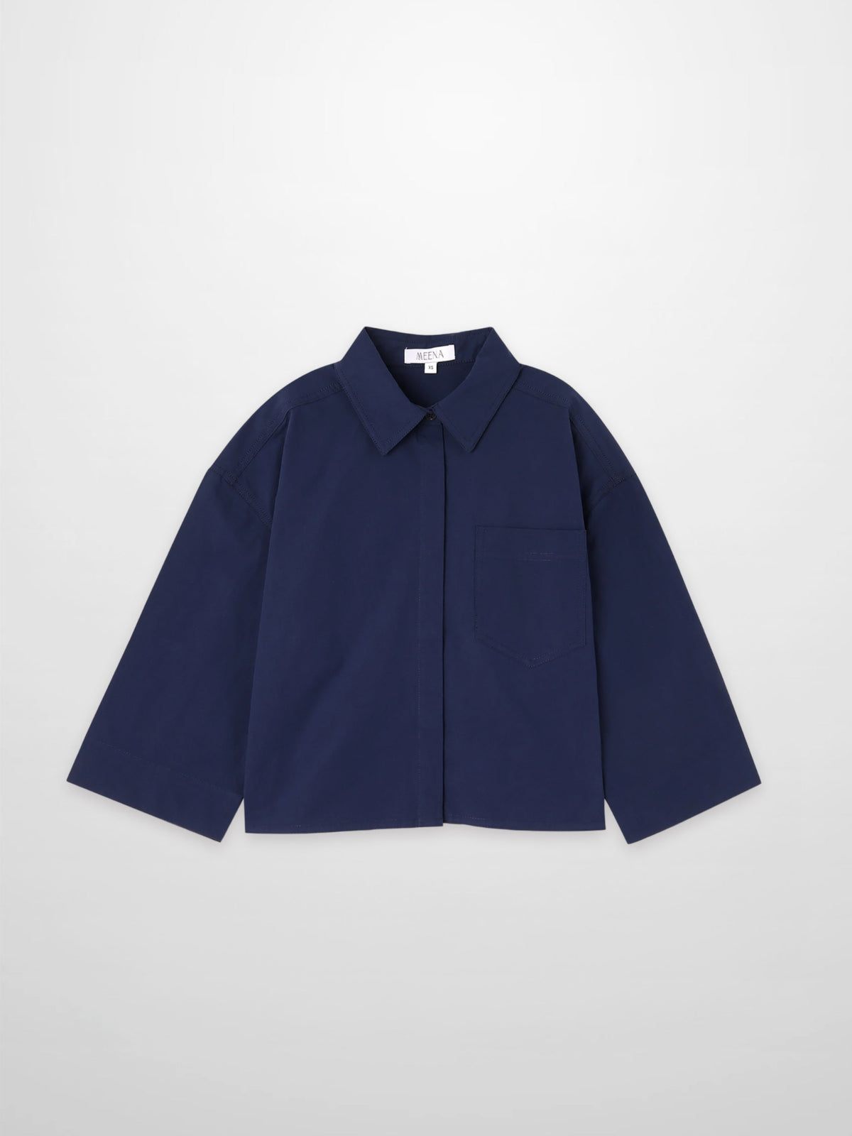 Cotton Crop Blouse-Navy-1
