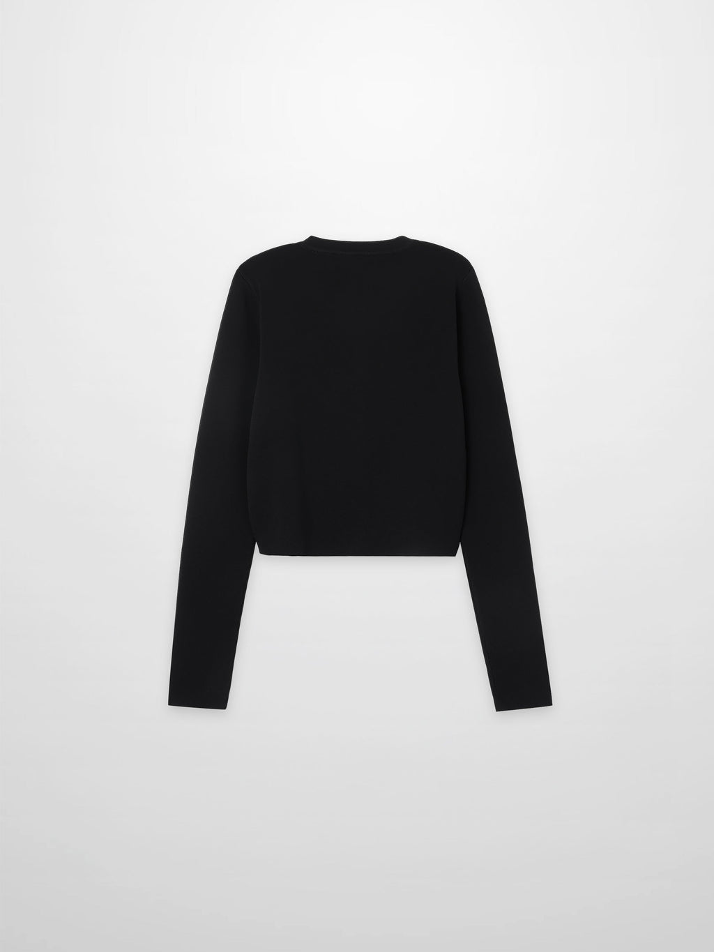 Gold Button Crop Cardigan-Black-1