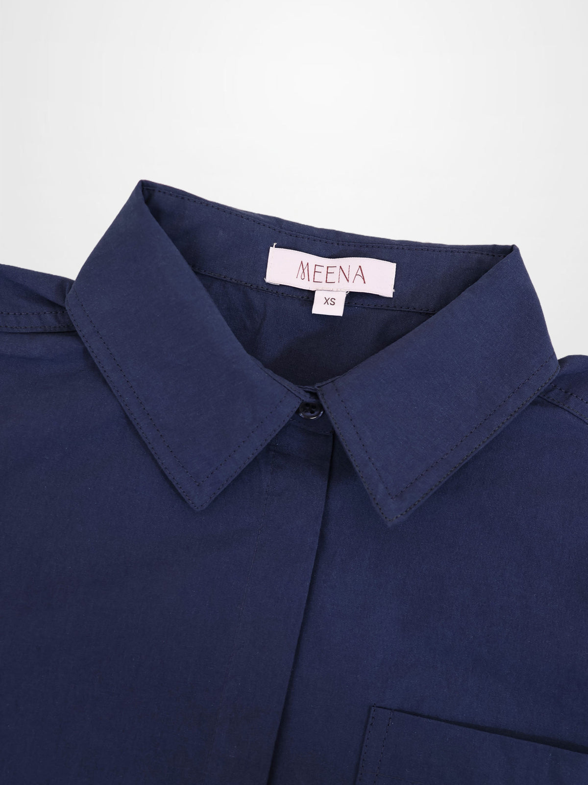 Cotton Crop Blouse-Navy-4