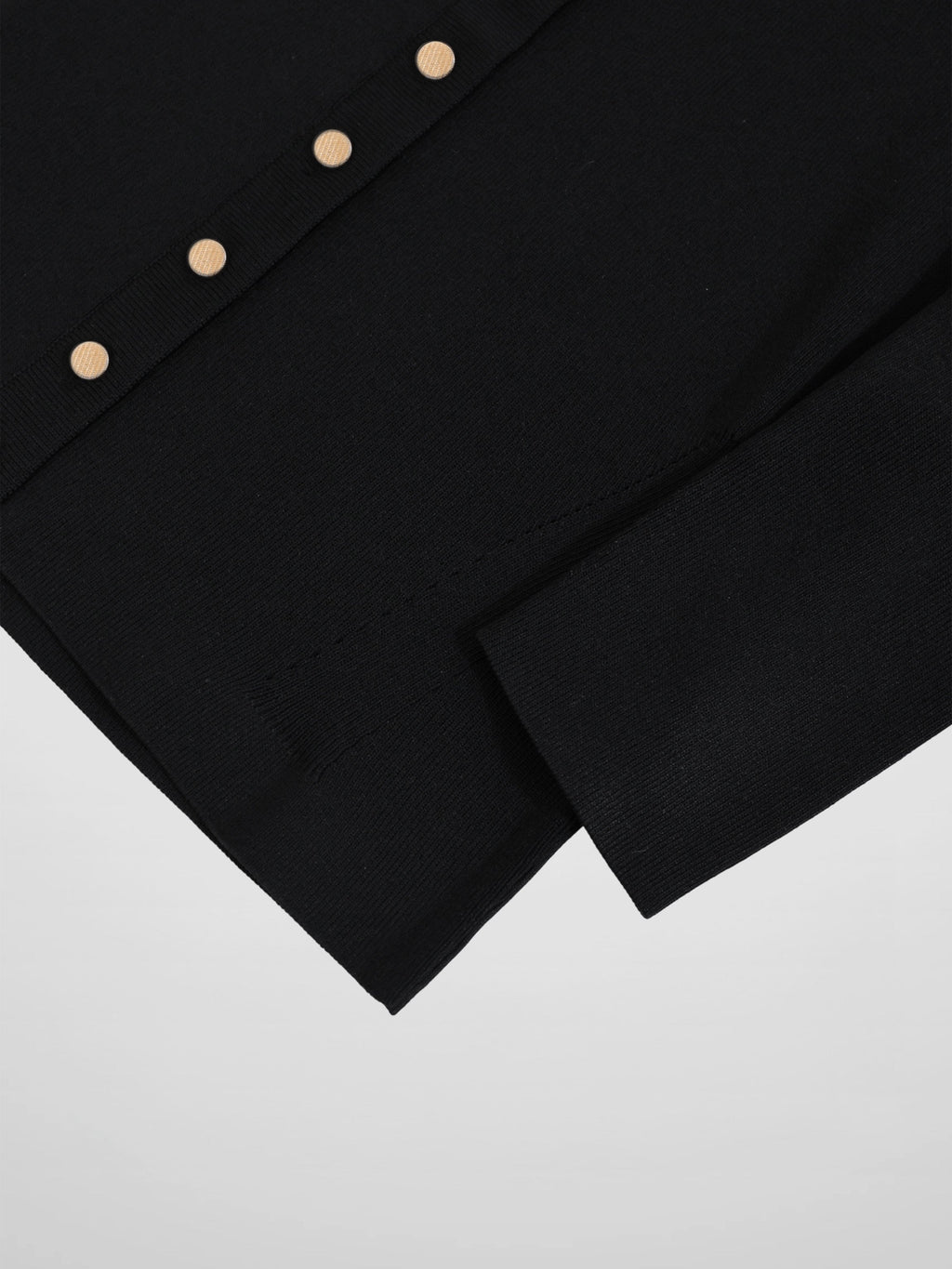 Gold Button Crop Cardigan-Black-4