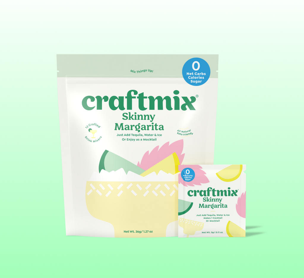 Skinny margarita cocktail mix powder packets by Craftmix, zero sugar drink blend