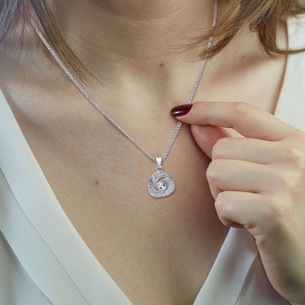TRYNDI™ To My Amazing Unbiological Sister Love Knot Necklace With Authentic Swarovski Crystals-4