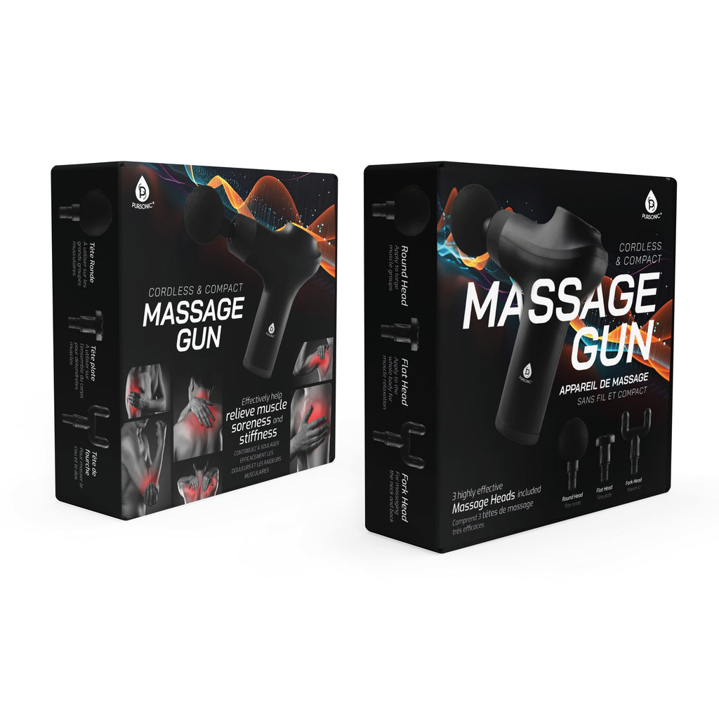Pursonic cordless 3-speed massage gun with three interchangeable attachment heads for deep tissue muscle recovery — view 5